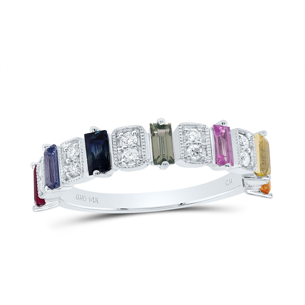 1/6Ctw-Nat Dia Cn 1Ct Bag-Nat Gem Multi Clr Sapphire Ring (2.94 grams)