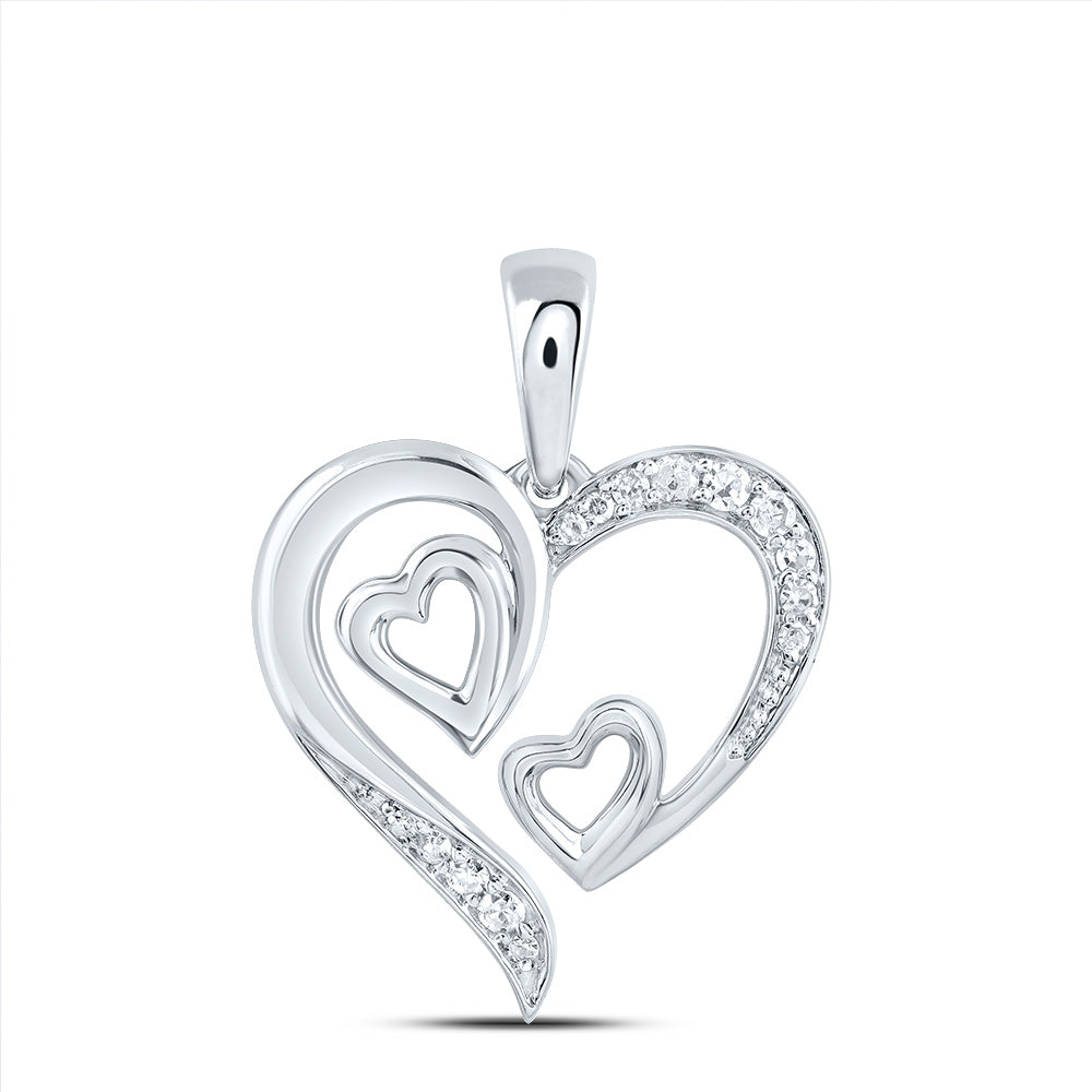 Sterling Silver 1/12Ctw-Dia P1 Gift Heart Pendant
