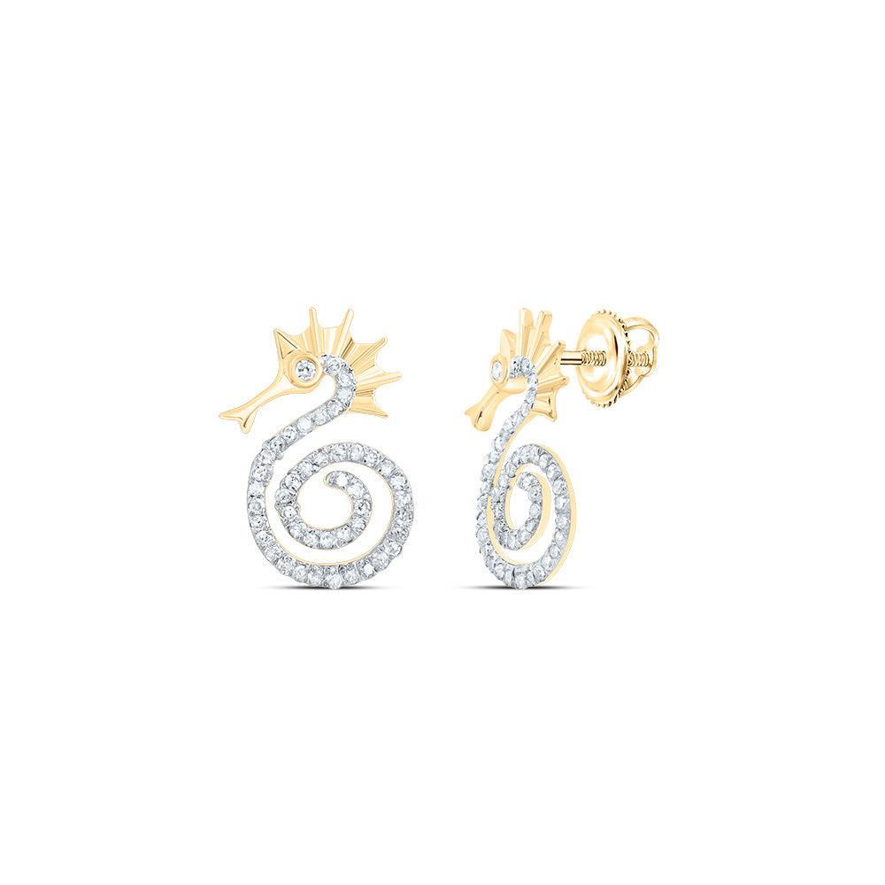 10Kt Gold 1/4Ctw-Dia P1 Gift Sea Horse Stud Earring