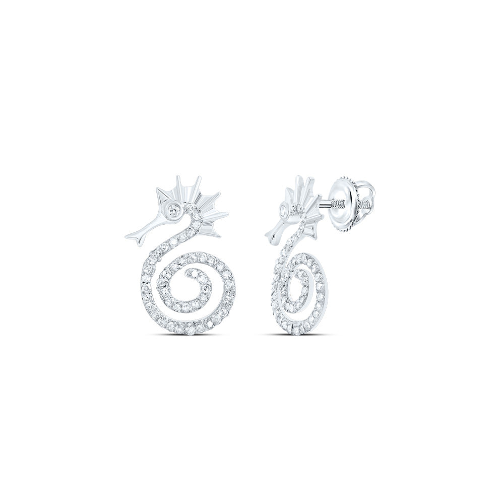 10Kt Gold 1/4Ctw-Dia P1 Gift Sea Horse Stud Earring