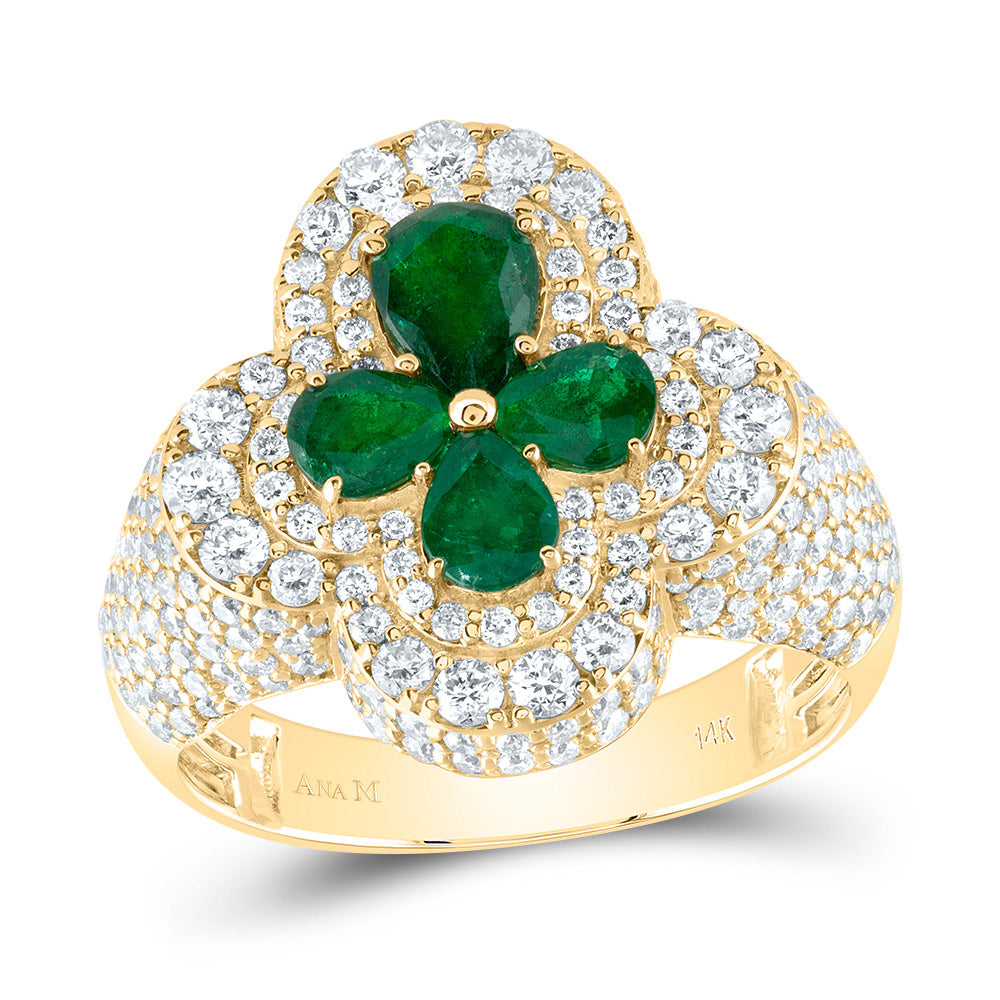 2 1/2Ctw-Nat Dia Ana M 1 3/8Ctw Ps-Em Nat Gem  Cross Ring (7.52 grams)