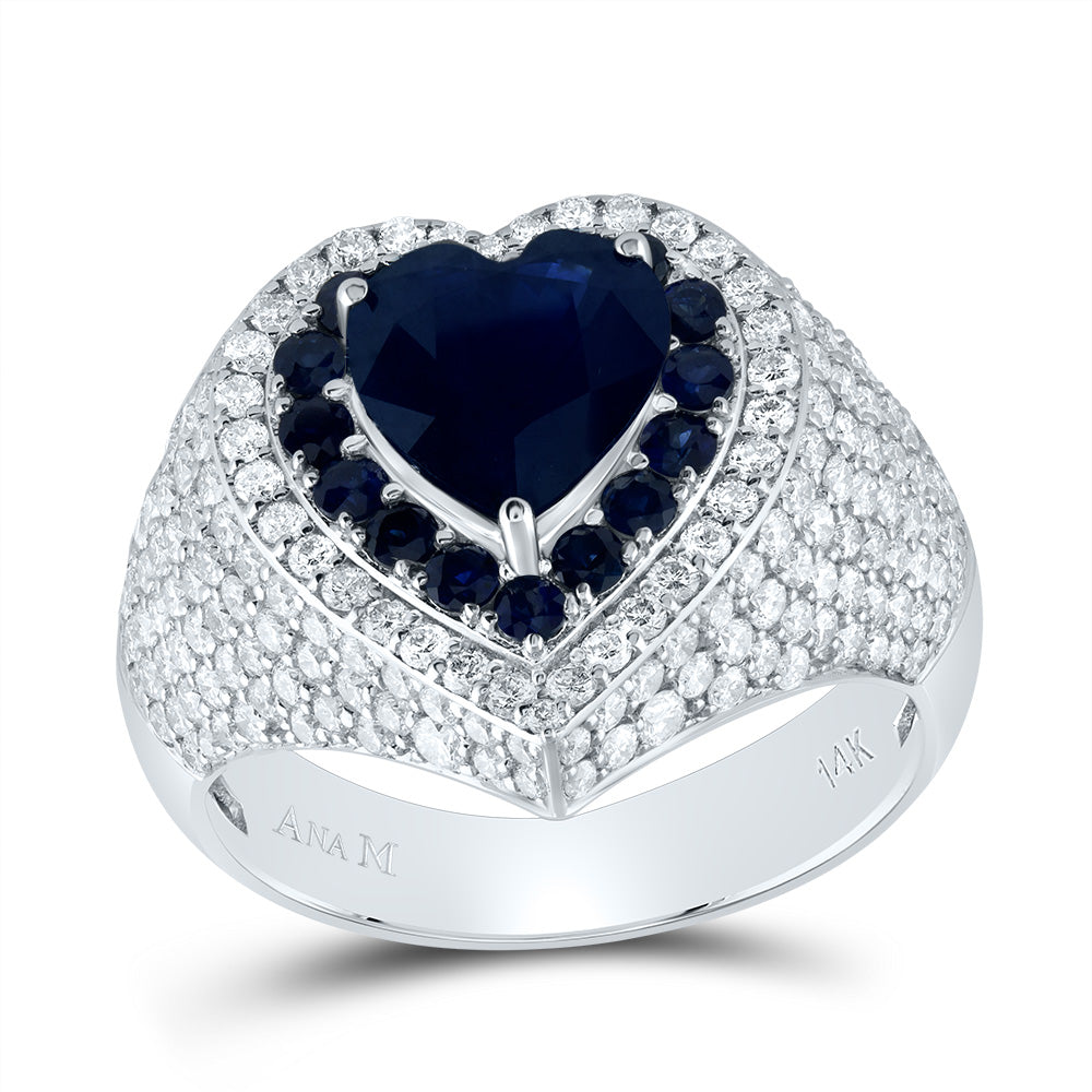 1 5/8Ctw-Nat Dia Ana M 2Ctw Hs-Bs 1/2Ctw-Rd-Bs  Nat Gem Heart Ring (5.64 grams)