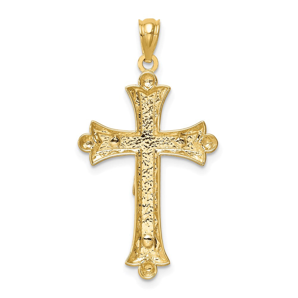 14k Two-tone 17 mm Two-Tone Florentine Jesus Crucifix (1.42 grams)