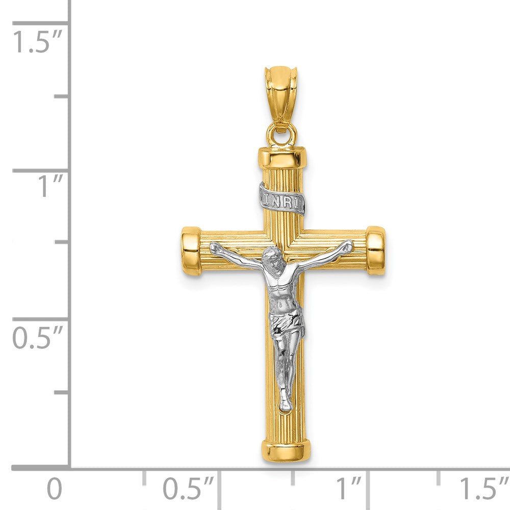 14k Two-tone 17 mm Two-Tone Inri Jesus Crucifix (1.64 grams)