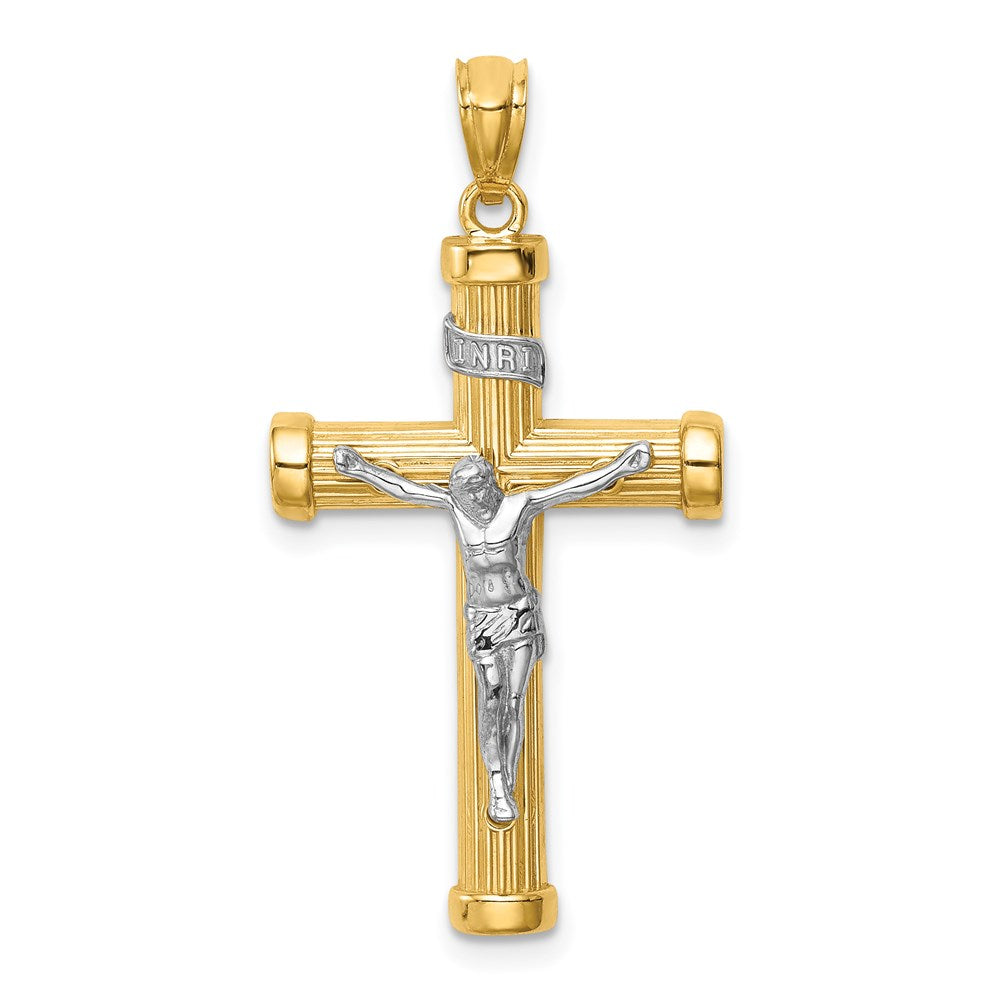 14k Two-tone 17 mm Two-Tone Inri Jesus Crucifix (1.64 grams)