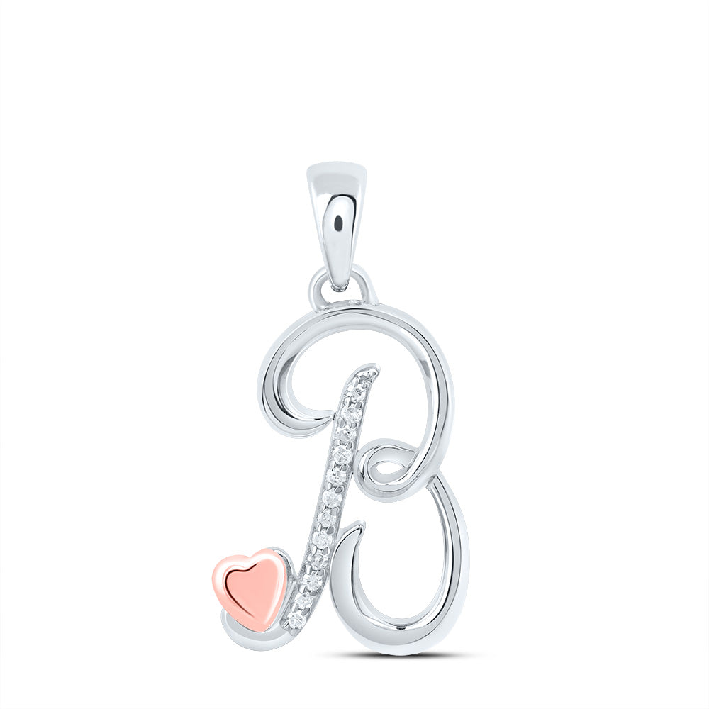 Sterling Silver 1/20Ctw-Dia P1 Gift Initial B" Pendant"