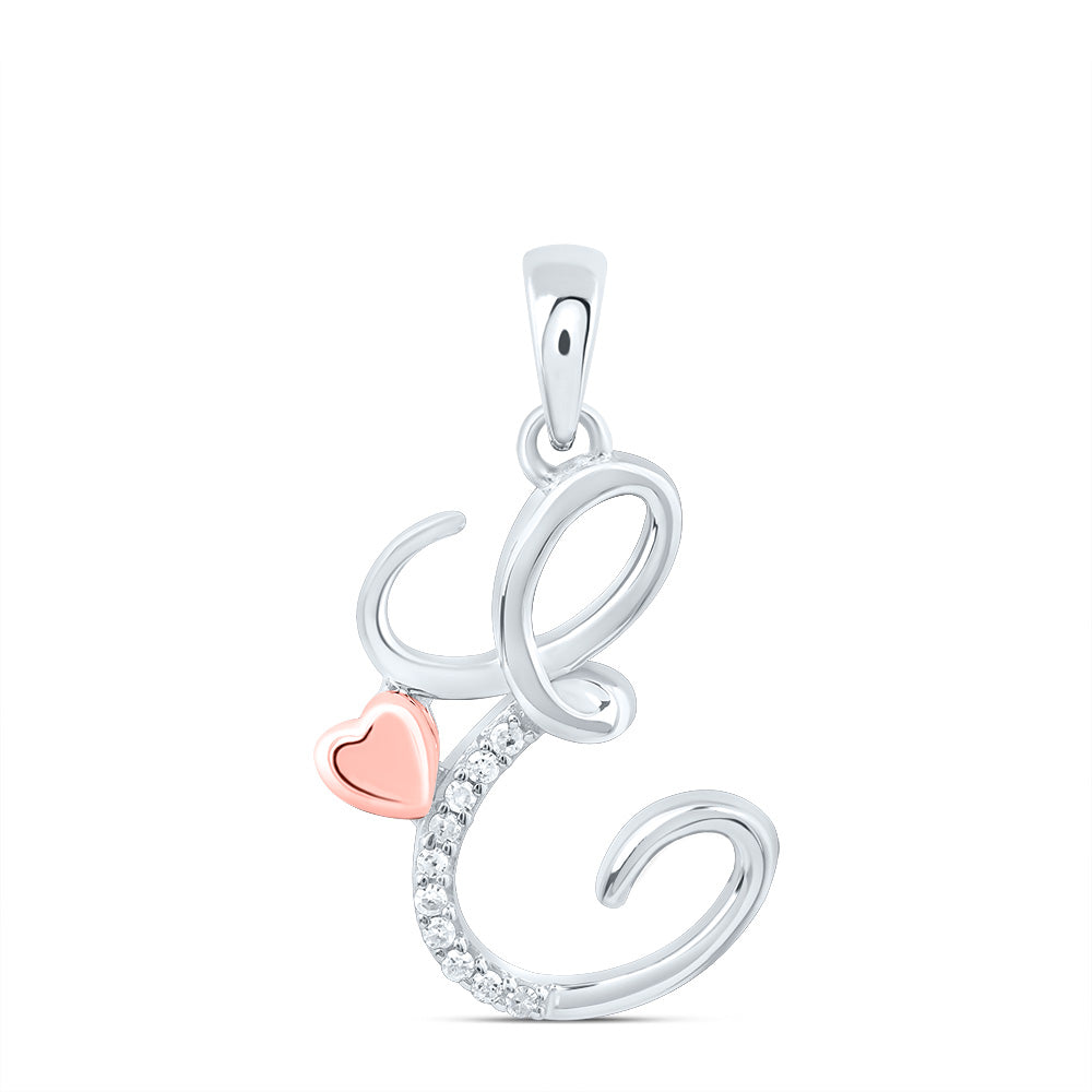 Sterling Silver 1/20Ctw-Dia P1 Gift Initial E" Pendant"
