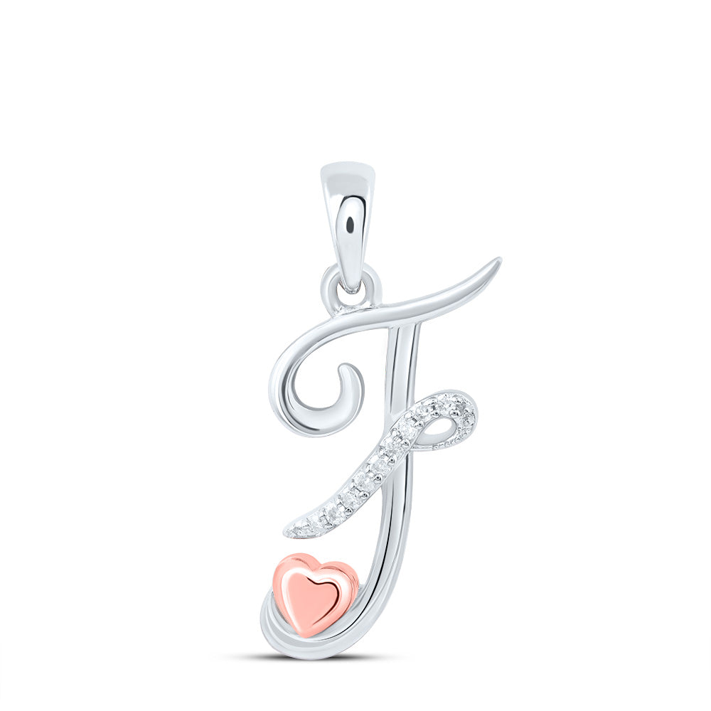 Sterling Silver 1/20Ctw-Dia P1 Gift Initial F" Pendant"