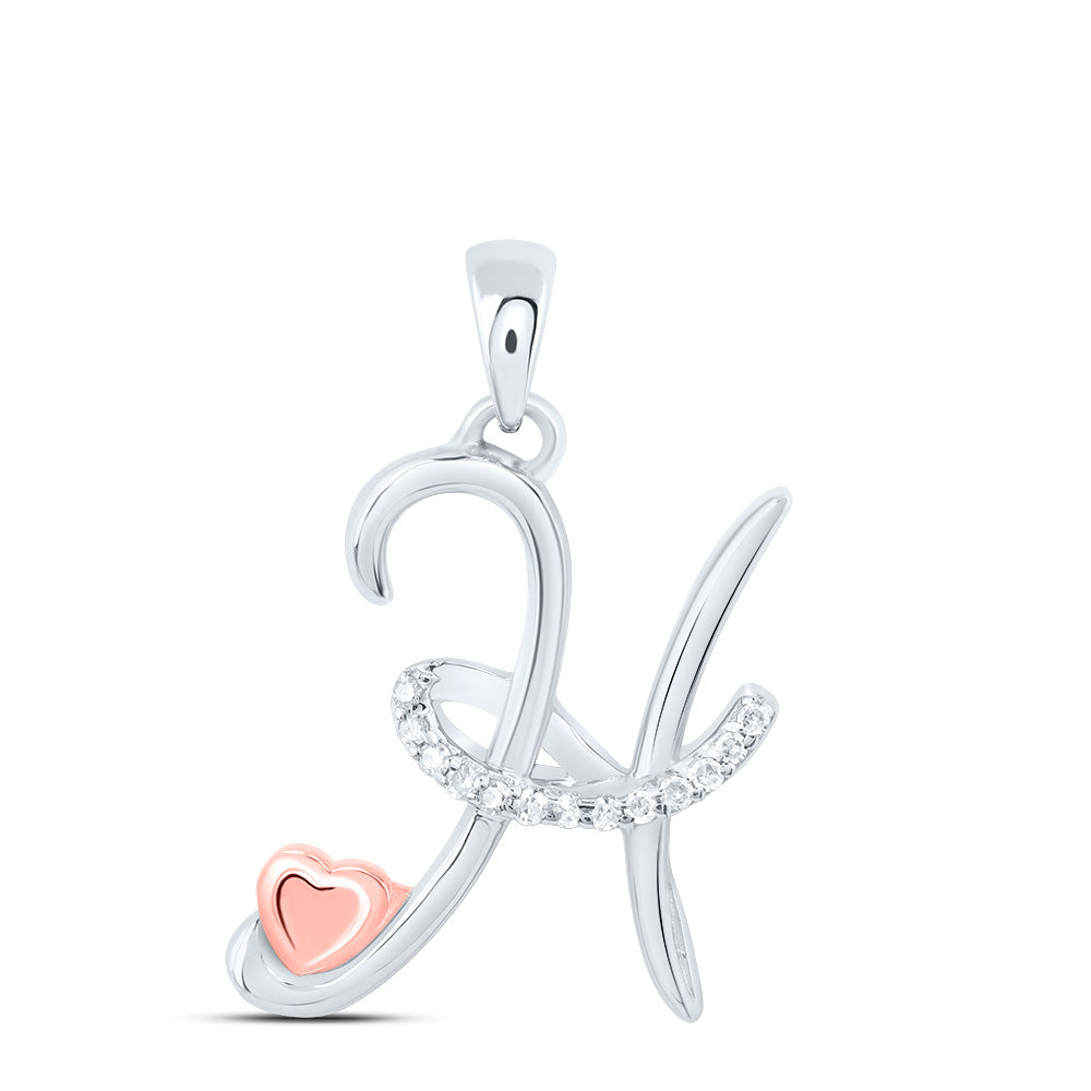 Sterling Silver 1/20Ctw-Dia P1 Gift Initial H" Pendant"