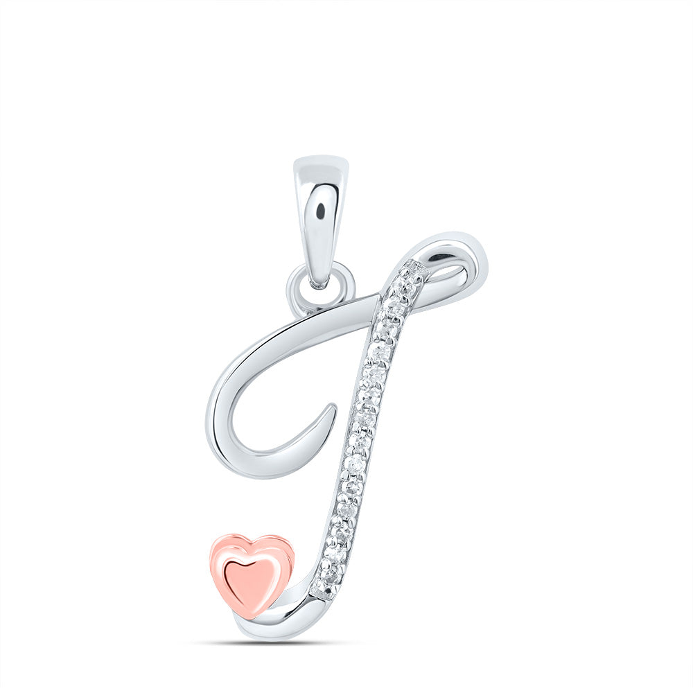 Sterling Silver 1/20Ctw-Dia P1 Gift Initial J" Pendant"