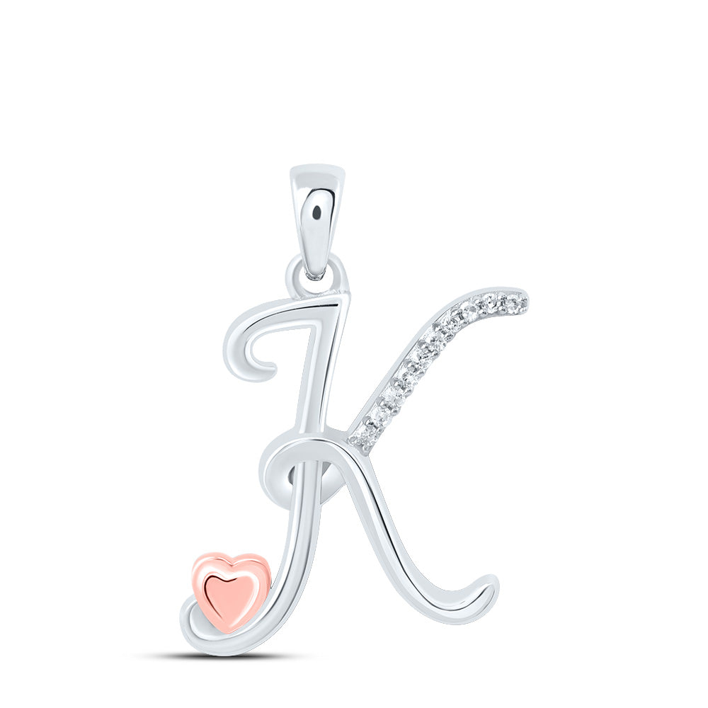 Sterling Silver 1/20Ctw-Dia P1 Gift Initial K" Pendant"