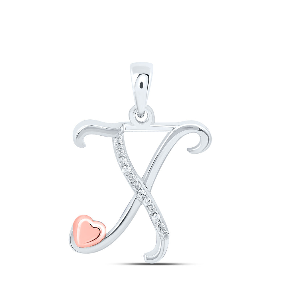 Sterling Silver 1/20Ctw-Dia P1 Gift Initial X" Pendant"