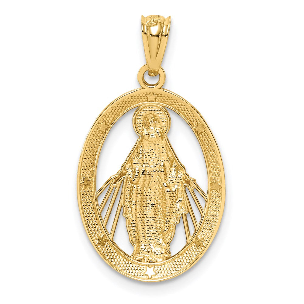 14k Yellow & Rhodium 14 mm  Polished Miraculous Medal Pendant (1.03 grams)