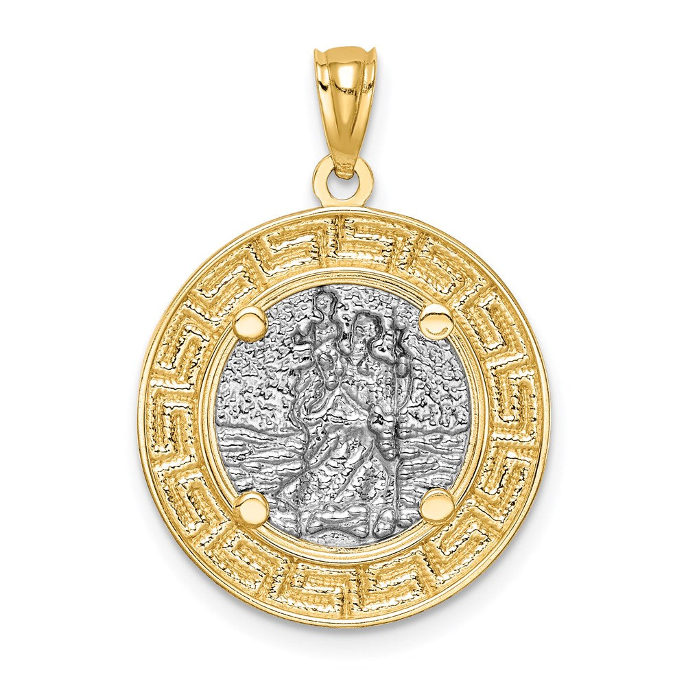 14k Yellow & Rhodium 18 mm  St. Christopher Medal (1.83 grams)