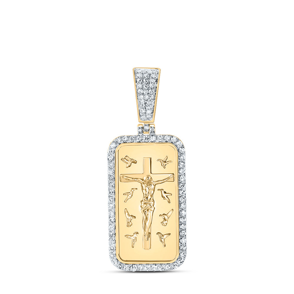 10Kt Gold 1/2Ctw-Dia Nk Jesus Dogtag Mens Charm