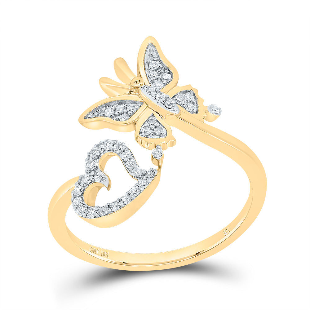 1/6Ctw-Nat Dia Nk Butterfly Heart Ring (2.3 grams)
