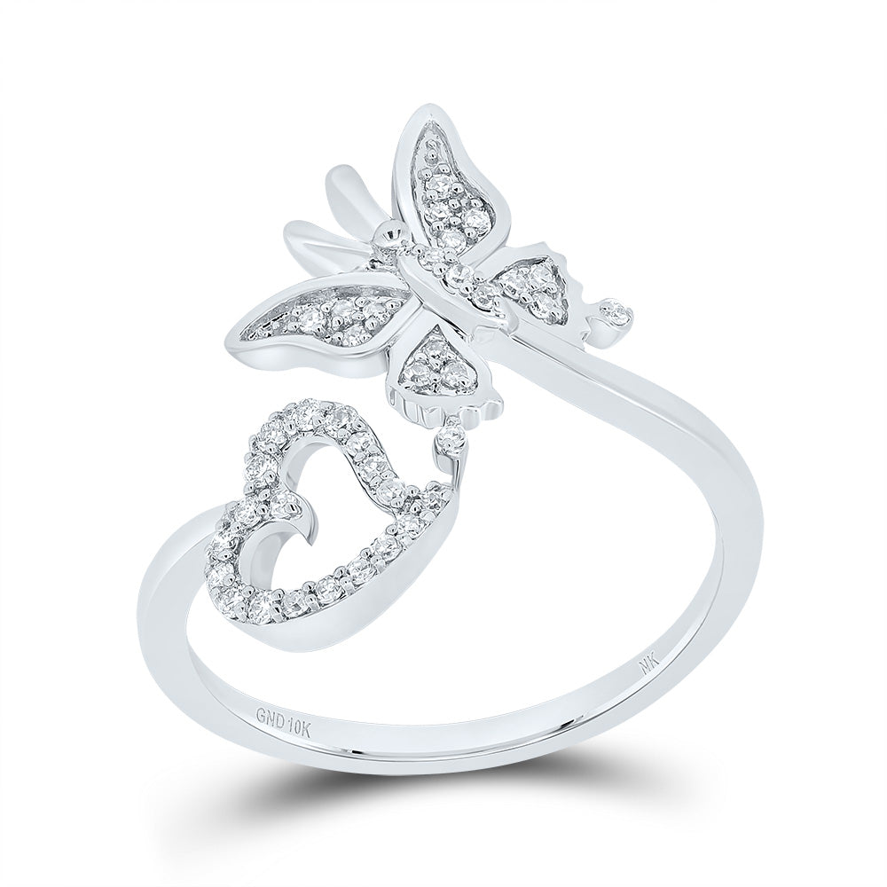 1/6Ctw-Nat Dia Nk Butterfly Heart Ring (2.5 grams)