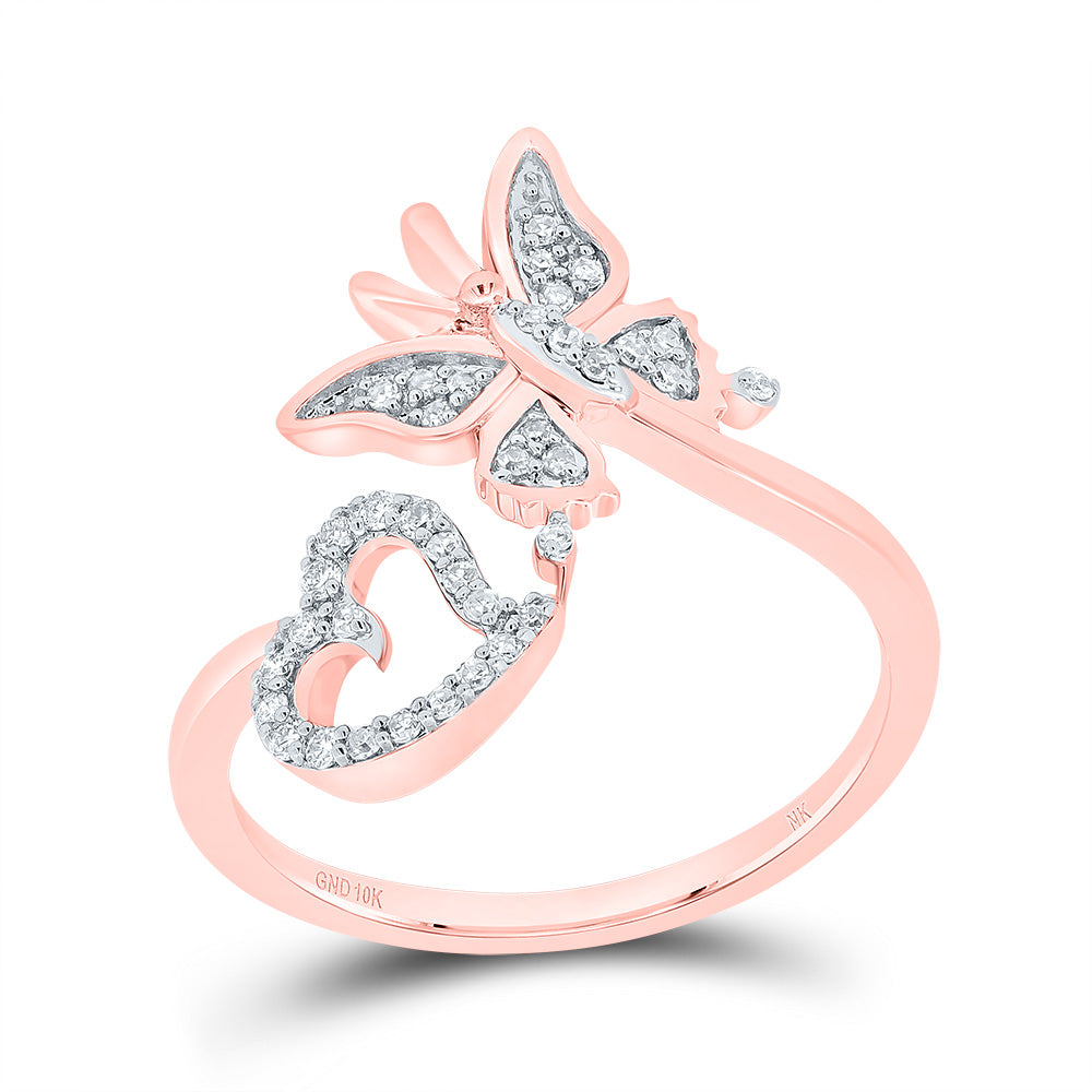 1/6Ctw-Nat Dia Nk Butterfly Heart Ring (2.45 grams)