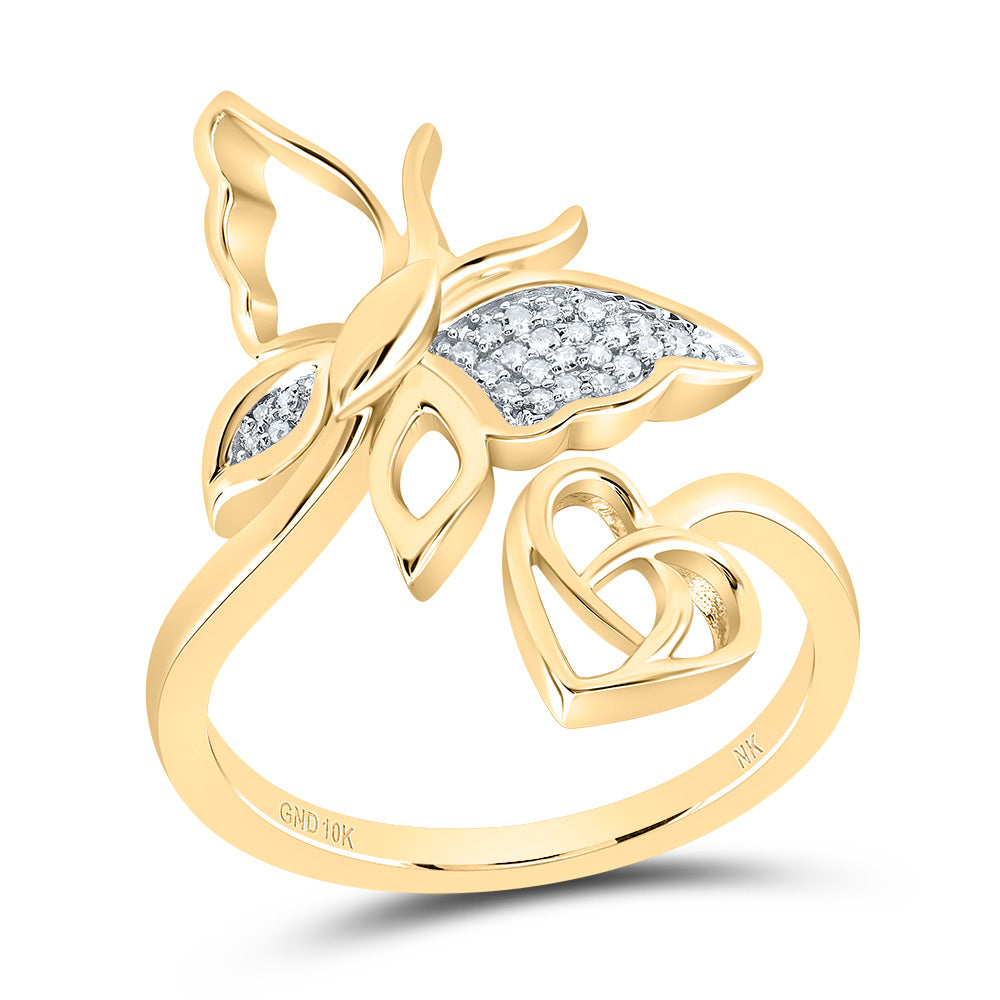 1/12Ctw-Nat Dia Nk Butterfly Heart Ring (3.32 grams)