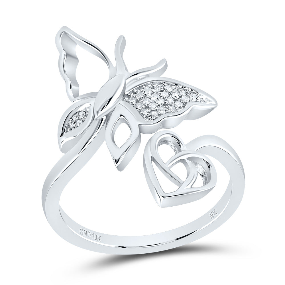 1/12Ctw-Nat Dia Nk Butterfly Heart Ring (3.57 grams)