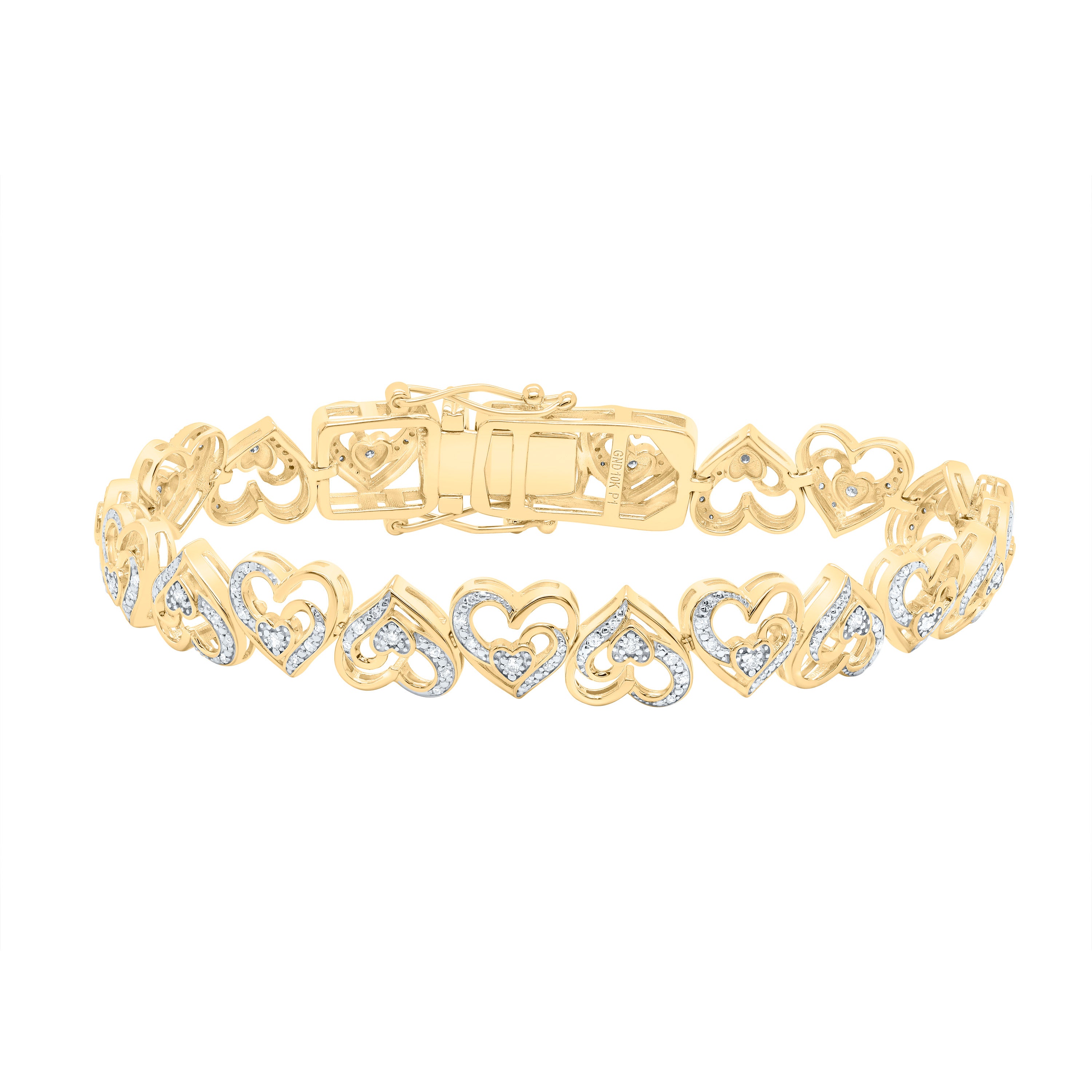 10Kt Gold 5/8Ctw-Dia P1 Gift Heart Bracelet (7 Inch)