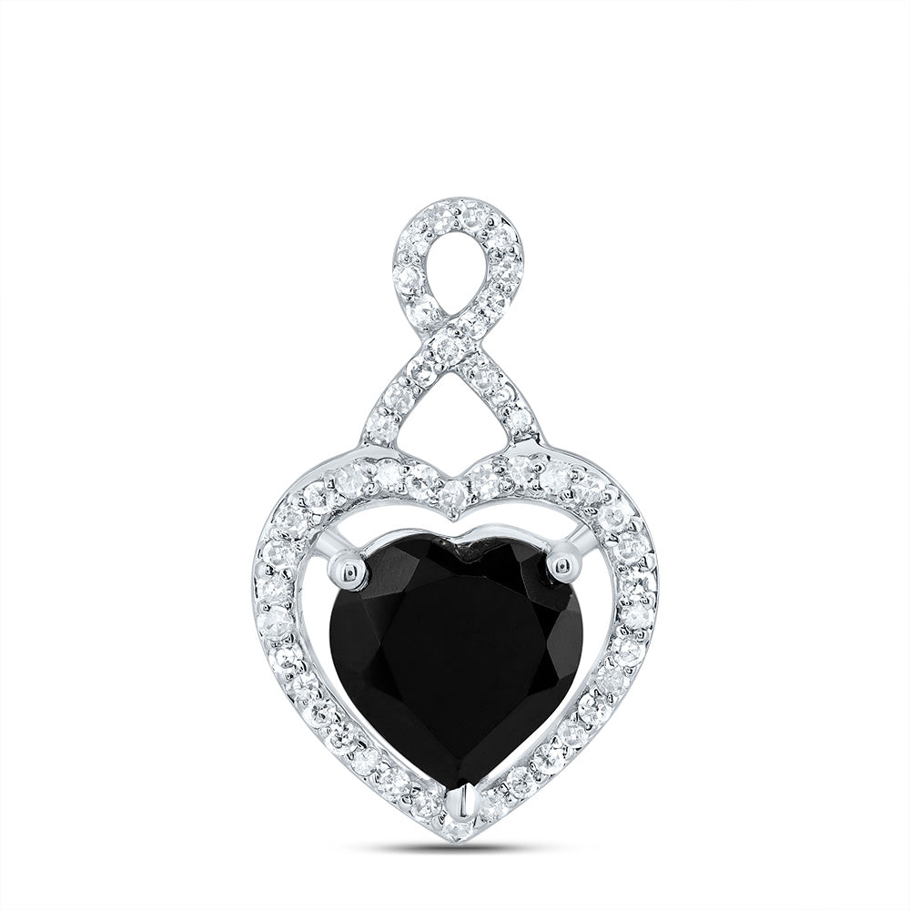 10Kt Gold 1/5Ctw-Dia P1 8 Mm Heart Black Onyx Gift Pendant