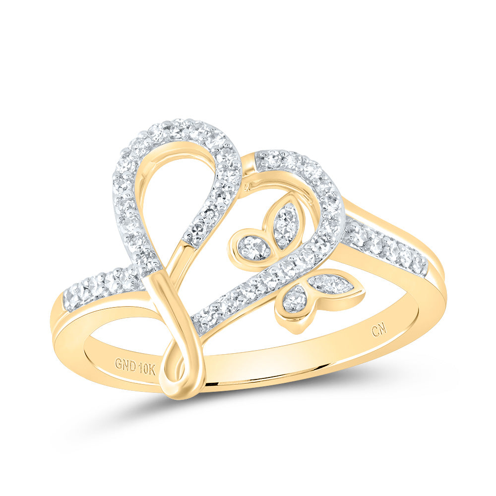 1/5Ctw-Nat Dia Cn Gift Butterfly Heart Ring (2.93 grams)