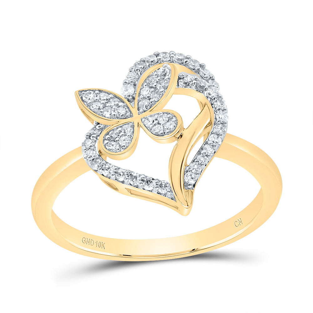 1/4Ctw-Nat Dia Cn Gift Butterfly Heart Ring (2.61 grams)