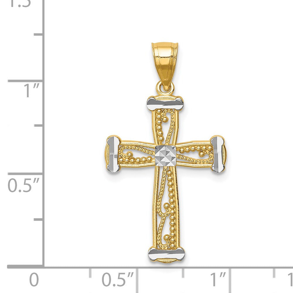 14k Yellow & Rhodium 17 mm  Cross Pendant (1.39 grams)