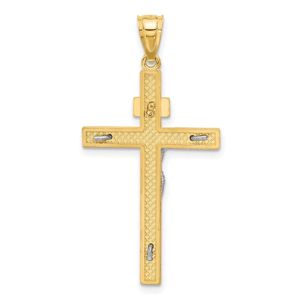 14k Two-tone 19 mm Two-tone INRI Jesus Crucifix Pendant (2.18 grams)