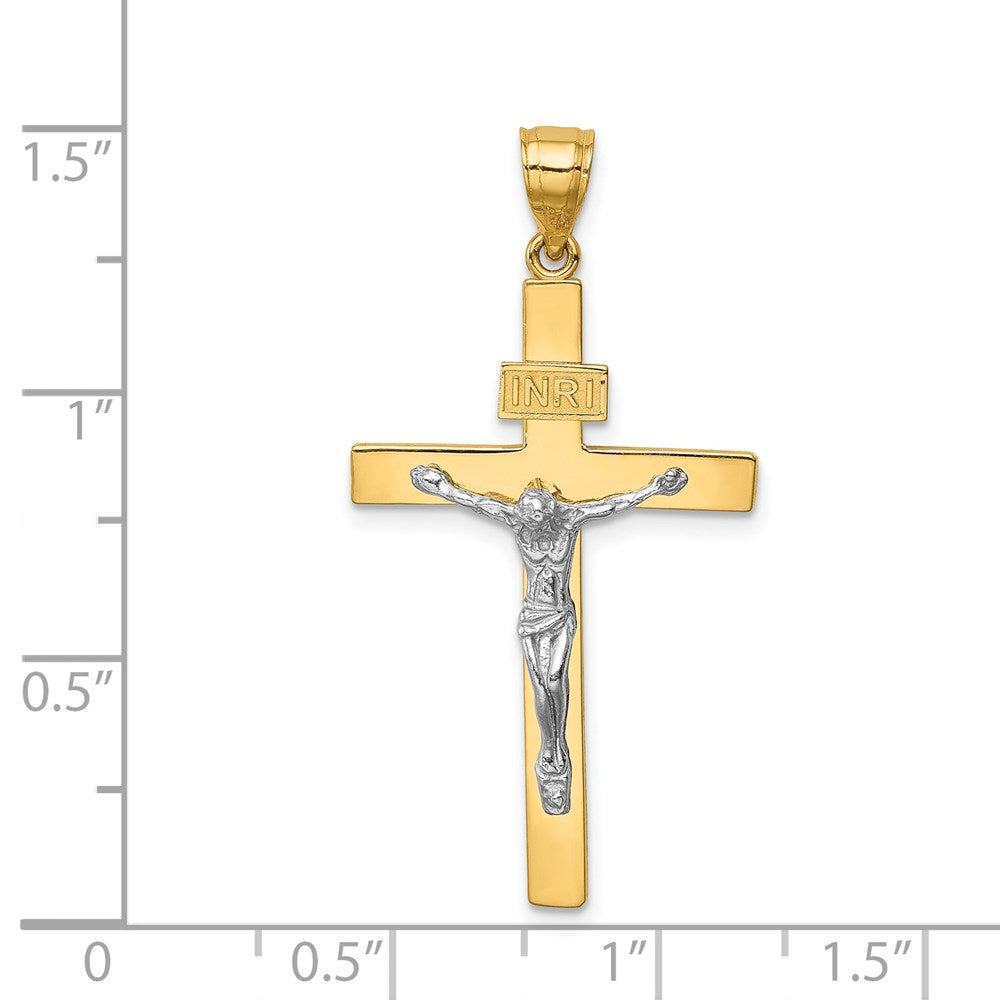 14k Two-tone 19 mm Two-tone INRI Jesus Crucifix Pendant (2.18 grams)