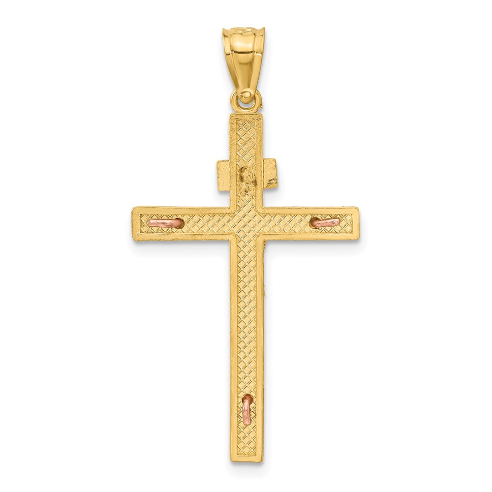 14k Two-tone 19 mm Two-tone INRI Jesus Crucifix Pendant (2.17 grams)