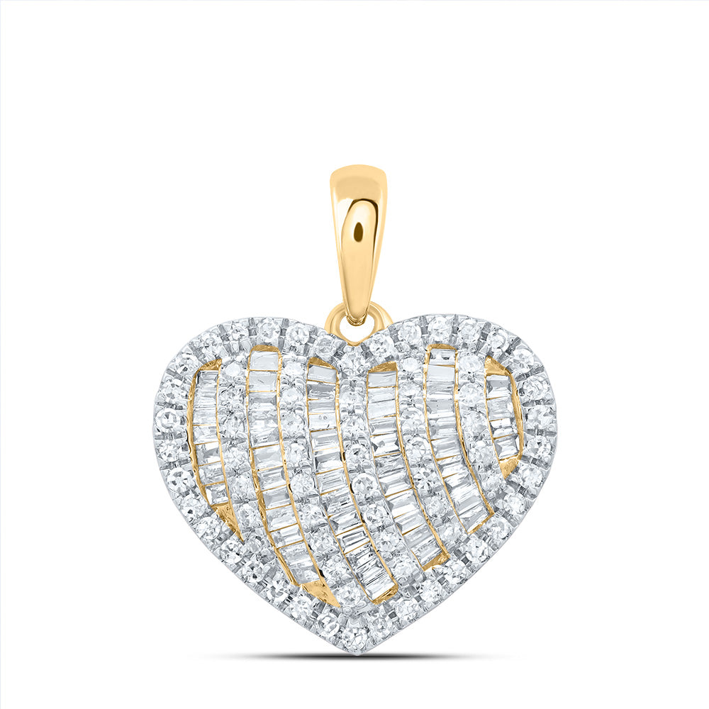 10Kt Gold 1/2Ctw-Dia Cn Fashion Heart Pendant