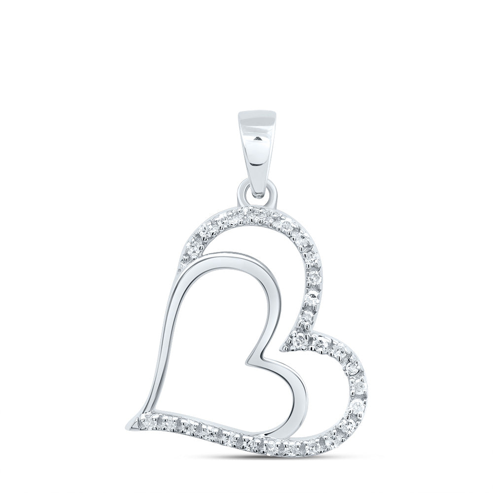 Sterling Silver 1/10Ctw-Dia P1 Gift Heart Pendant