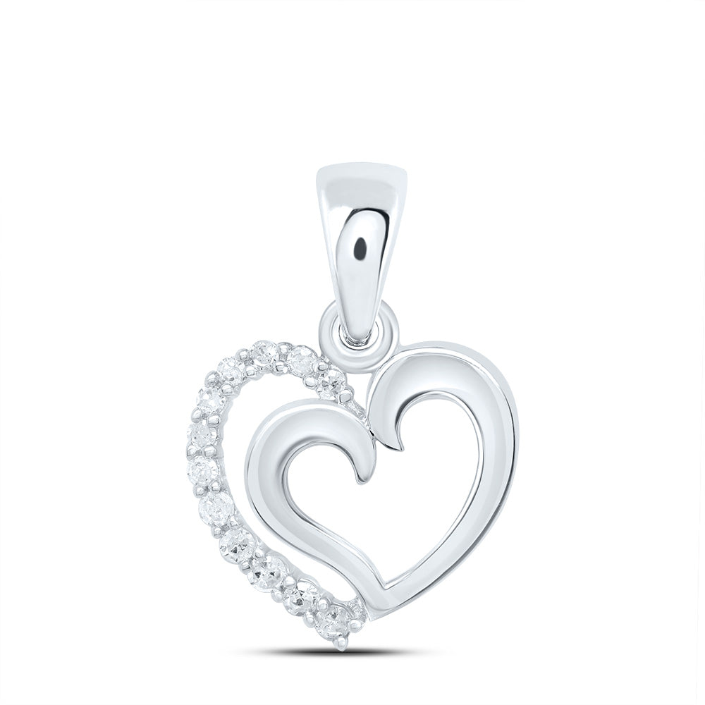 Sterling Silver 1/20Ctw-Dia P1 Gift Heart Pendant