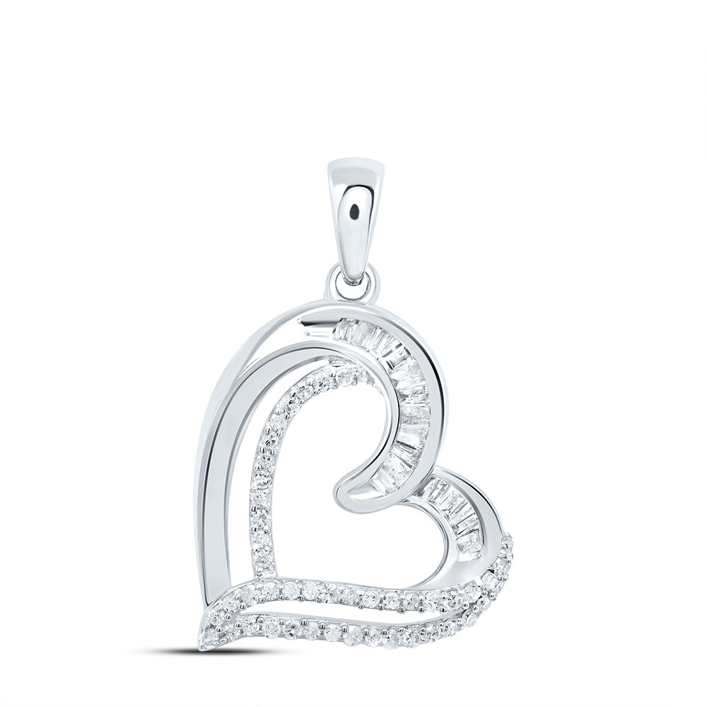 Sterling Silver 1/4Ctw-Dia P1 Gift Heart Pendant