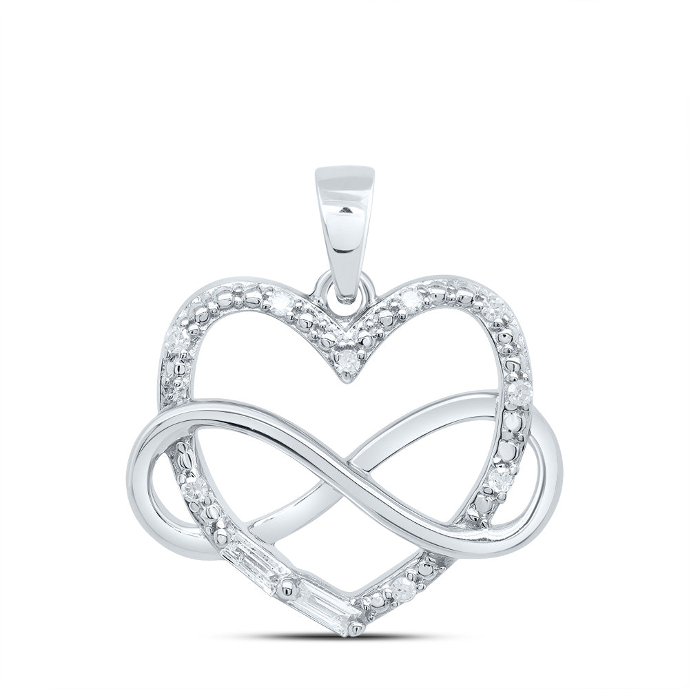 Sterling Silver 1/10Ctw-Dia P1 Gift Infinity Heart Pendant