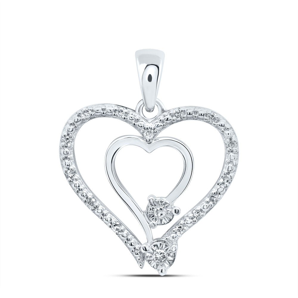 Sterling Silver 1/12Ctw-Dia P1 Gift Heart Pendant