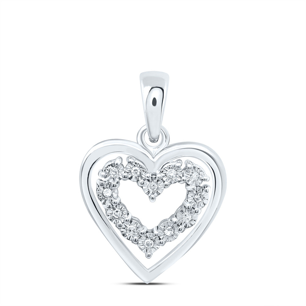 Sterling Silver 0.03Ctw-Dia P1 Gift Heart Pendant