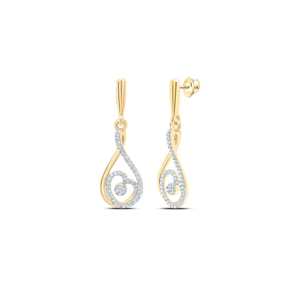 10Kt Gold 1/4Ctw-Dia Cn Fashion Heart Dangling Earring