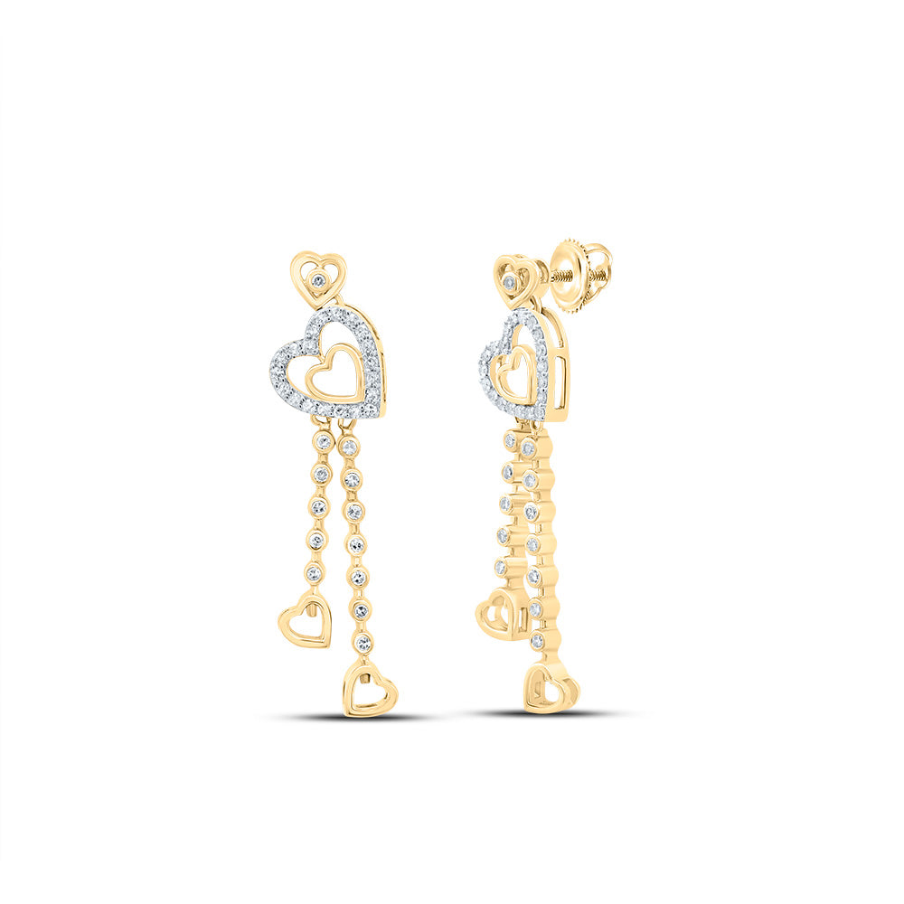 10Kt Gold 1/3Ctw-Dia Cn Fashion Heart Dangling Earring