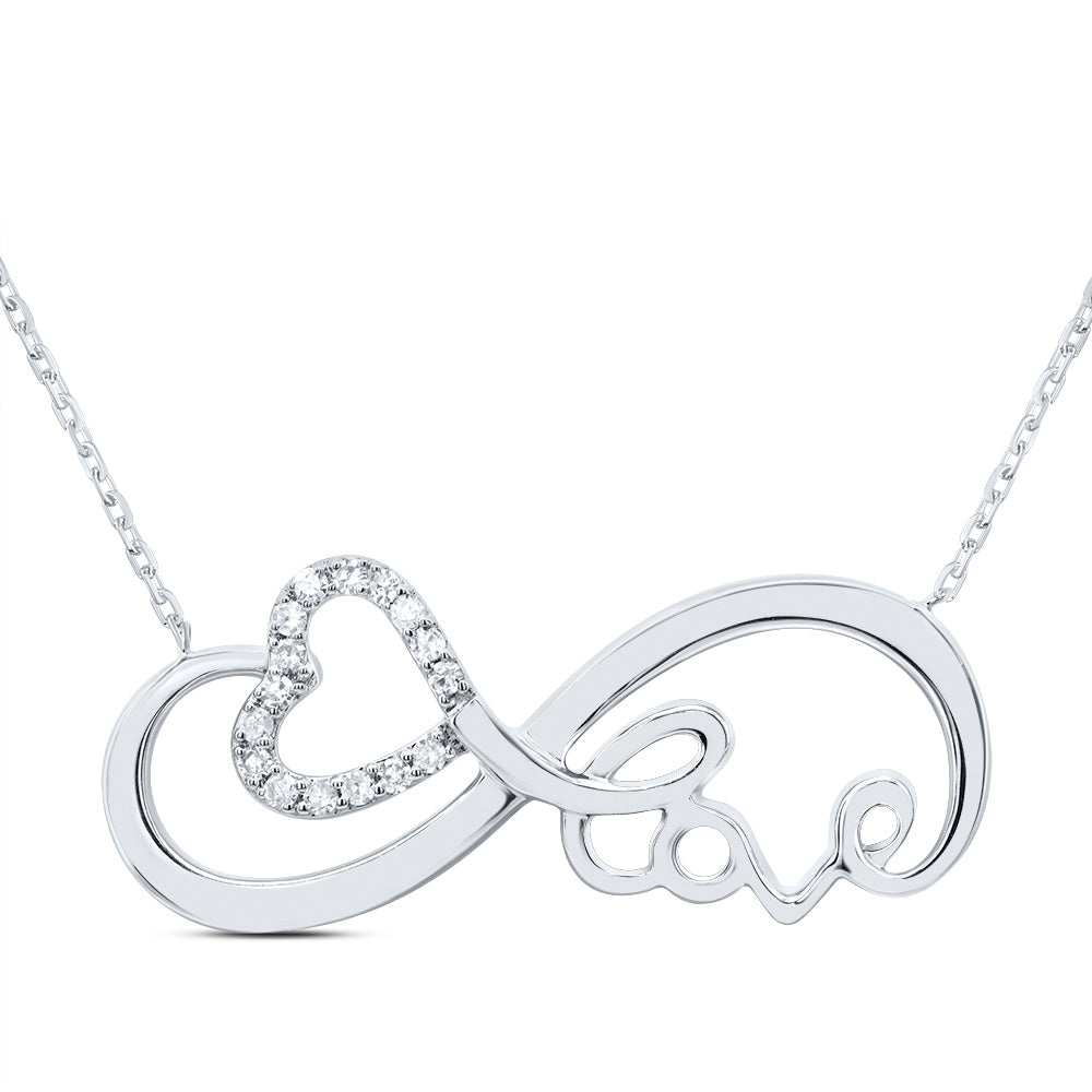 10Kt Gold 1/10Ctw-Dia Cn Gift Infinity Heart Necklace (18 Inch)
