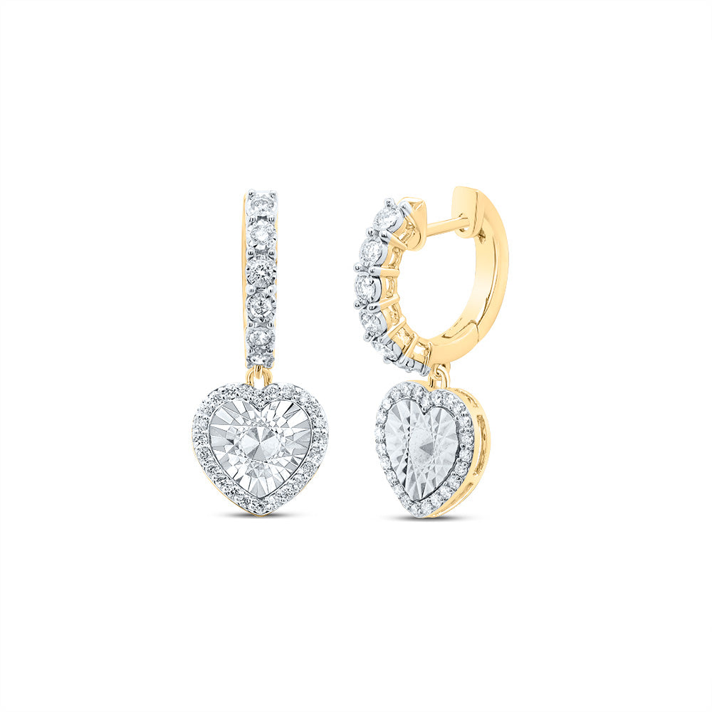 10Kt Gold 1/2Ctw-Dia Nk Fashion Heart Dangling Earring