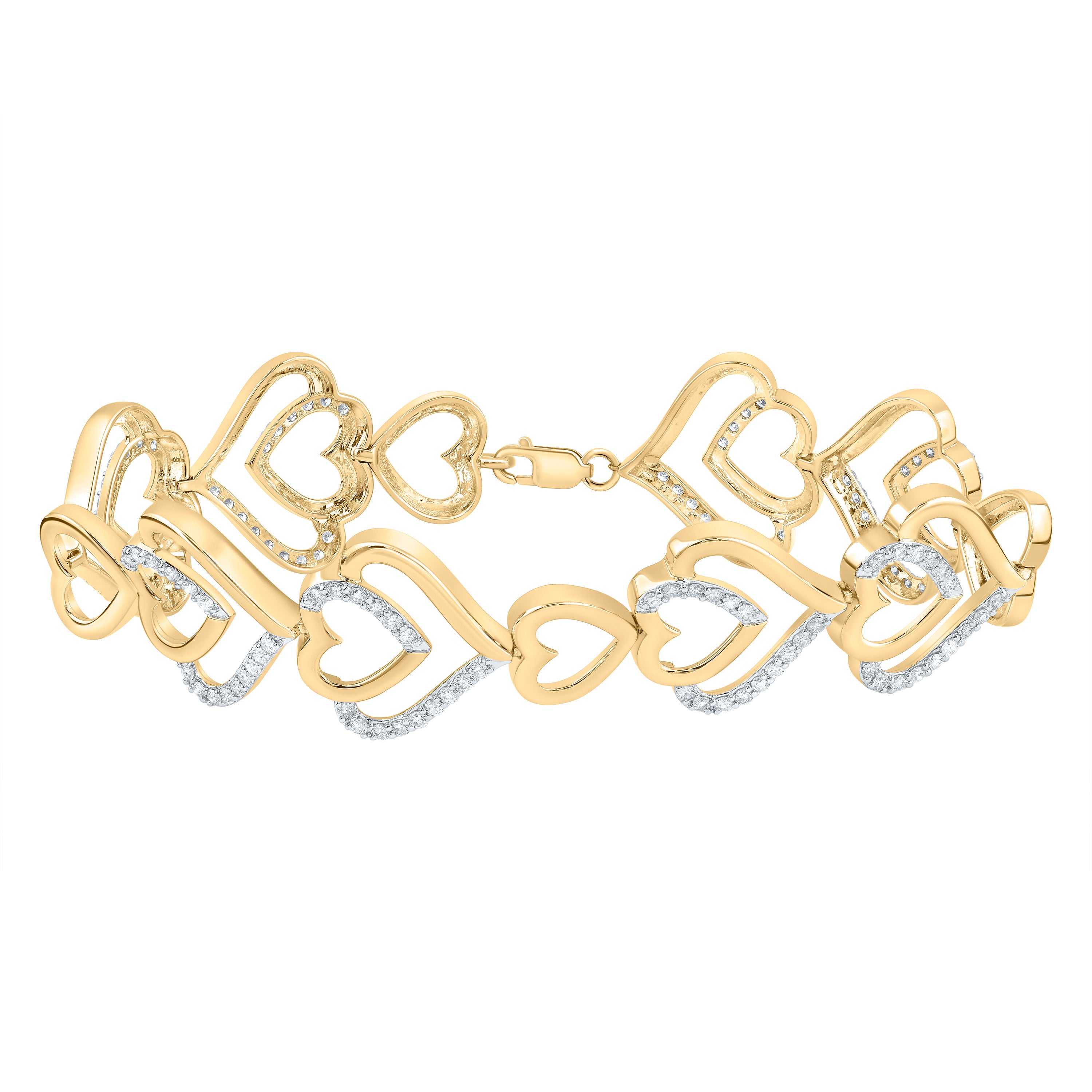 1 5/8Ctw-Nat Dia Cn Fashion Heart Bracelet(7 Inch) (14.81 grams)