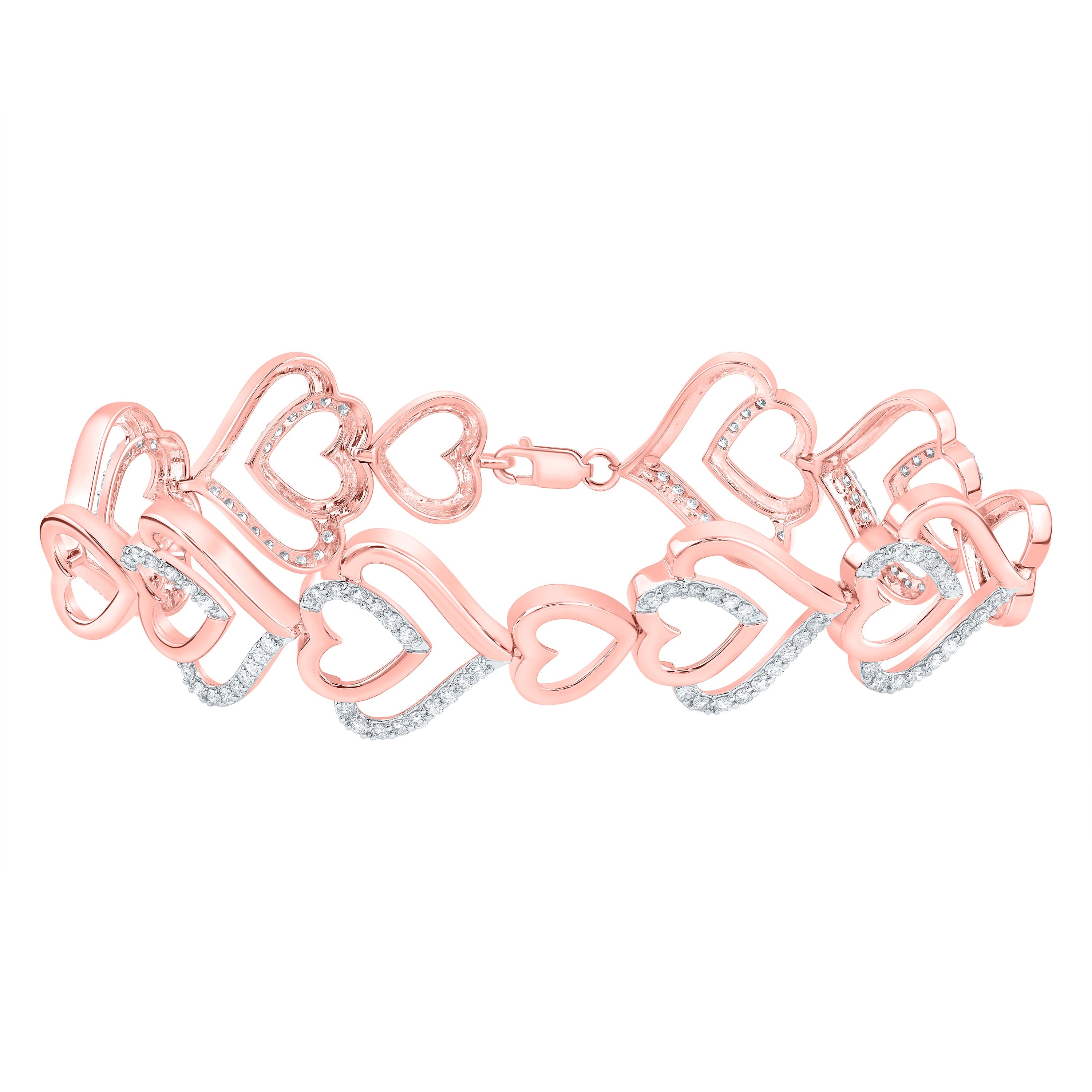 1 5/8Ctw-Nat Dia Cn Fashion Heart Bracelet(7 Inch) (15.07 grams)