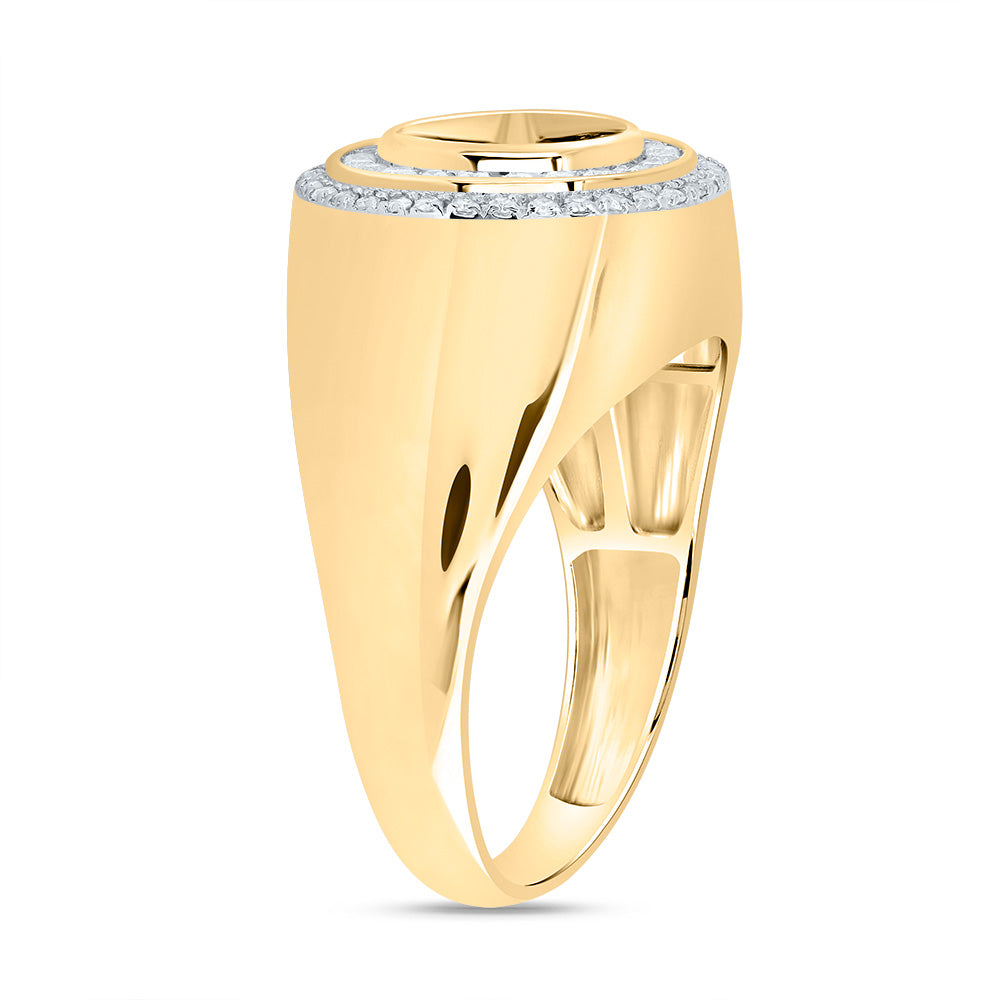 1/3Ctw-Nat Dia P1 10 Mm Round Onyx Black Mens Ring (5.81 grams)