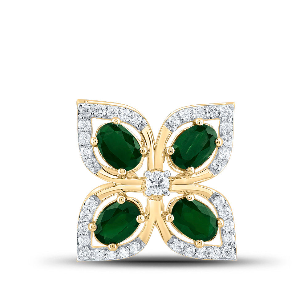 1/5Ctw-Nat Dia Cn 7/8Ctw-Ov-Em Nat Gem Pendant (1.85 grams)