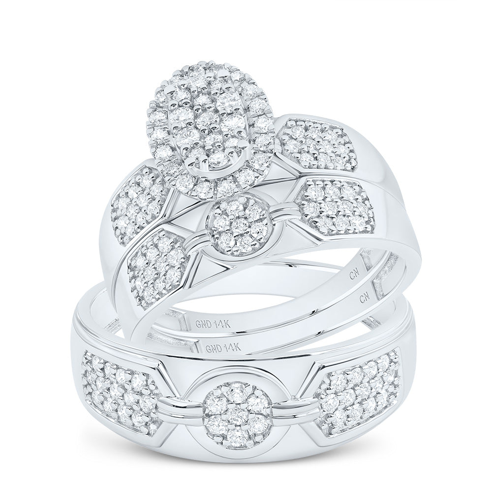 3/4Ctw-Nat Dia Cn Oval Trio Set (6.82 grams)