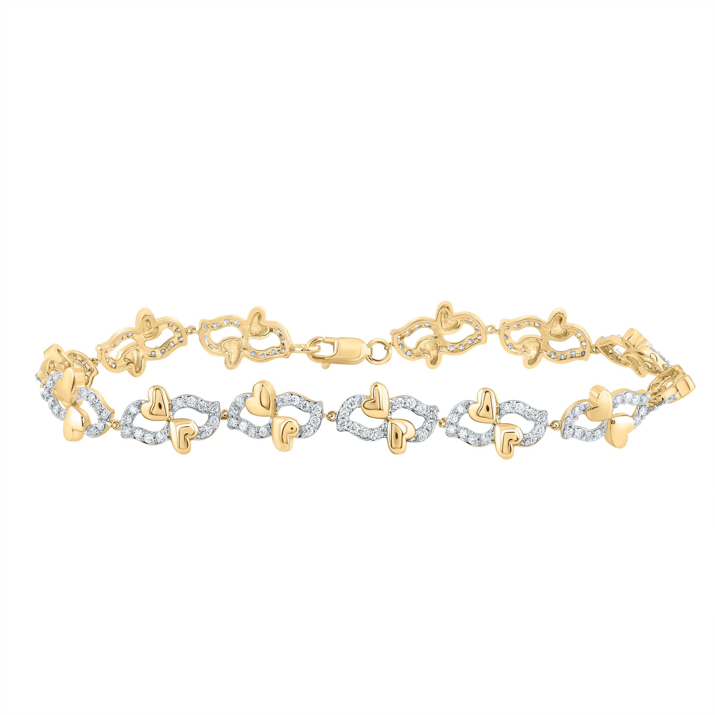 1 1/5Ctw-Nat Dia Cn Fashion Heart Bracelet (7 Inch) (7.54 grams)