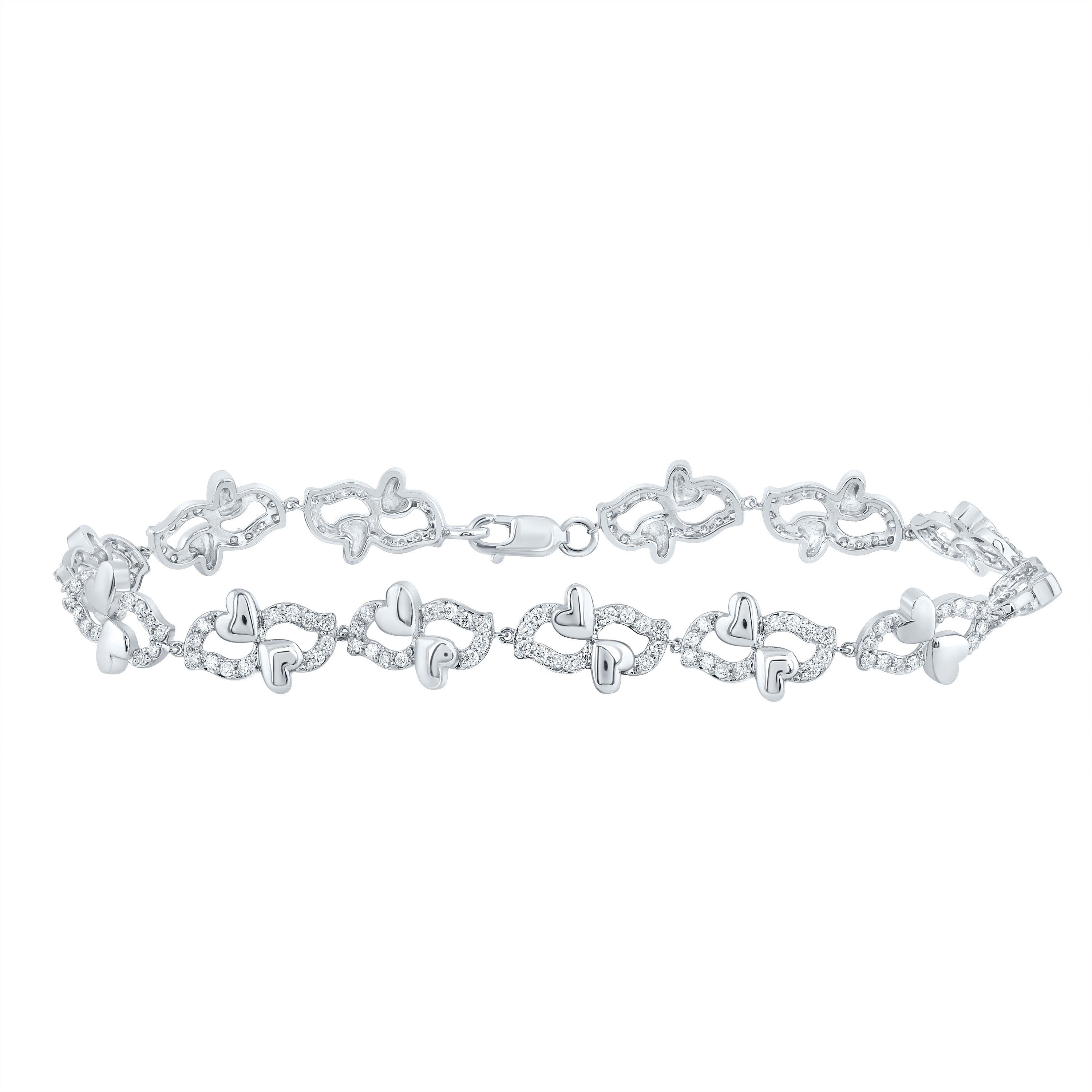 1 1/5Ctw-Nat Dia Cn Fashion Heart Bracelet (7 Inch) (7.91 grams)